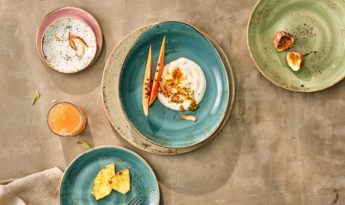 colorful shaped dishware